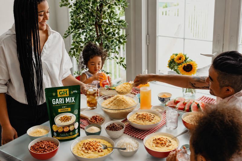 Ghanaian family enjoying breakfast together